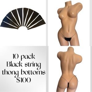 10-Pack Black String Thong Set
